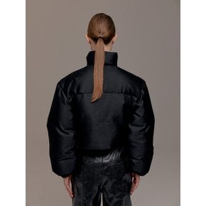 WOOL SILK CROPPED GOOSE DOWN JACKET (BLACK)