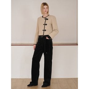 Waist Belt Corduroy Pants, Black