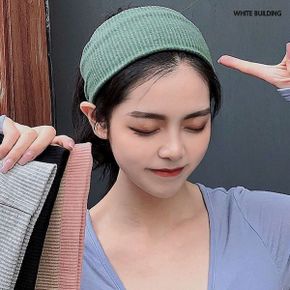 반다나 와이드 헤어밴드 운동 터번 골지 세안 면 니트 심플헤어밴드_P373786478