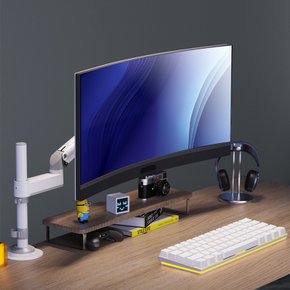 NB H100 싱글 폴타입 모니터암 거치대 화이트