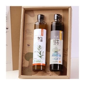 국산 저온압착 참기름 만능어간장 300ml 2병 선물세트 [ 농부플러스 ]