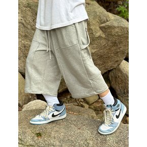 COTTON CARPENTER BERMUDA PANTS (GREY)