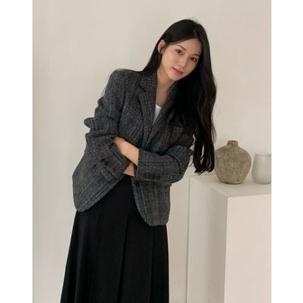 헤지스레이디스 [24FW] [온라인전용][HARRIS TWEED] 싱글 숏 자켓 차콜그  HSJA4D771CG