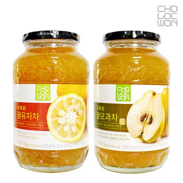  초록원 참꿀유자차 1KG +꿀모과차 1KG (2KG) 액상차 과일청