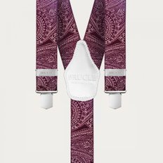 이태리 부르끌레 멜빵 신축성 Y자형 BURGUNDY PAISLEY - Y36CS745BU