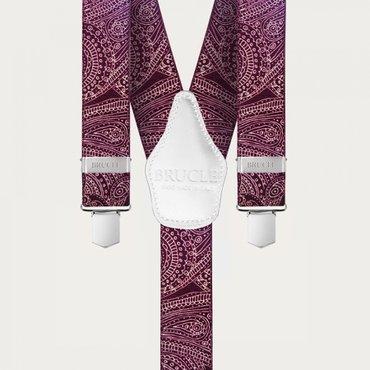 일모로 이태리 부르끌레 멜빵 신축성 Y자형 BURGUNDY PAISLEY - Y36CS745BU