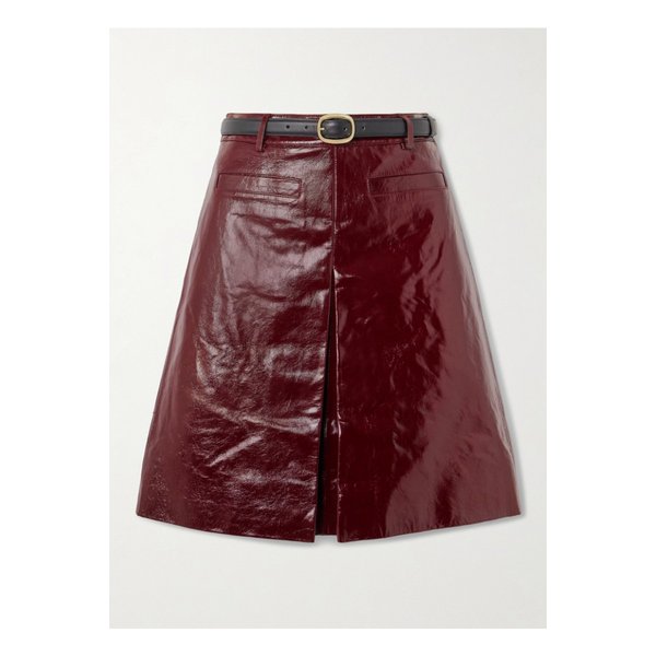 버건디 벨티드 가죽 스커트 46376663162843245