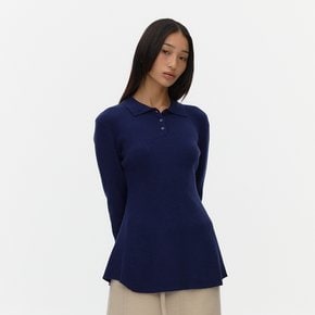 Flared Polo Sweater_NAVY