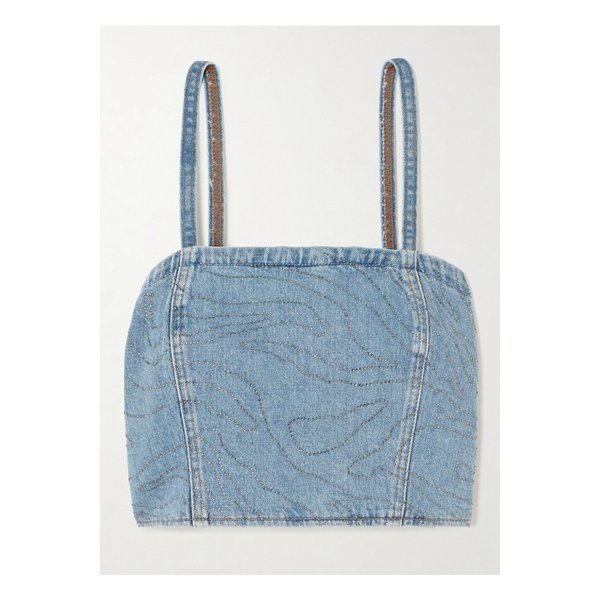 로테이트 바이 비르거 크리스텐슨 크롭 시퀸 데님 탑 라이트 데님 1647597339353168