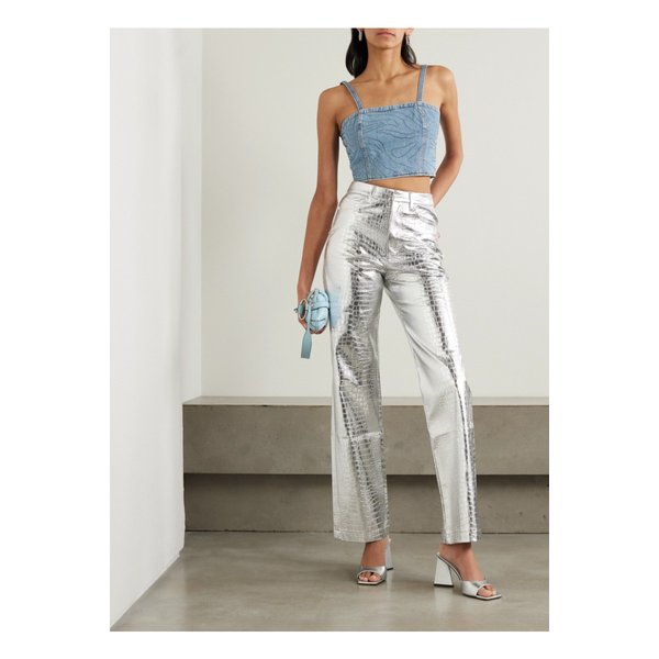 로테이트 바이 비르거 크리스텐슨 크롭 시퀸 데님 탑 라이트 데님 1647597339353168