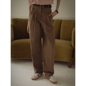 Gold button classic cotton pants_Brown