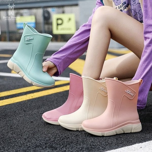 벨라도나 여성 파스텔 트렌디한 미들탑 레인부츠 장화 4컬러 방수화 고무장화