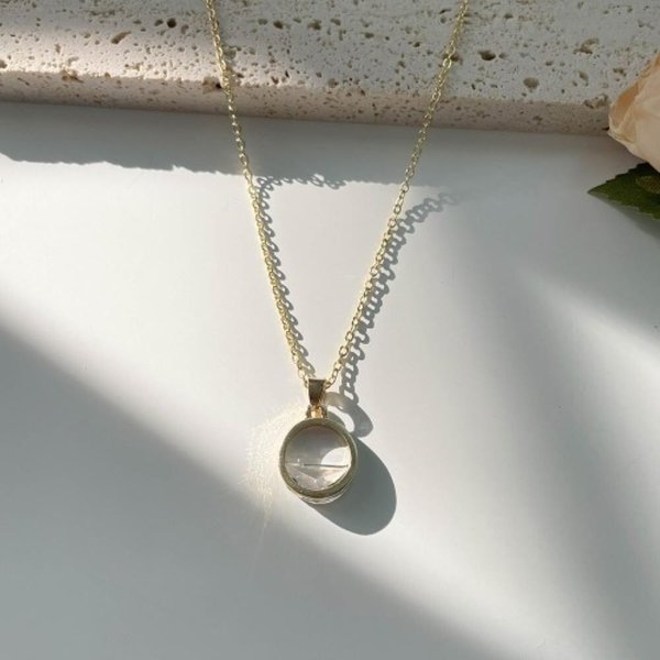 [옷자락] 여자 라운드 큐빅 팬던트 목걸이