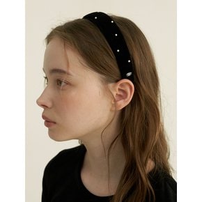 mini pearls point velvet headband