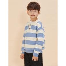 [24FW 30%][BEANPOLE KIDS] 스트라이프 폴로형 풀오버 니트  스카이 블루 (BI4851U03Q)