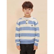 [24FW 30%][BEANPOLE KIDS] 스트라이프 폴로형 풀오버 니트  스카이 블루 (BI4851U03Q)