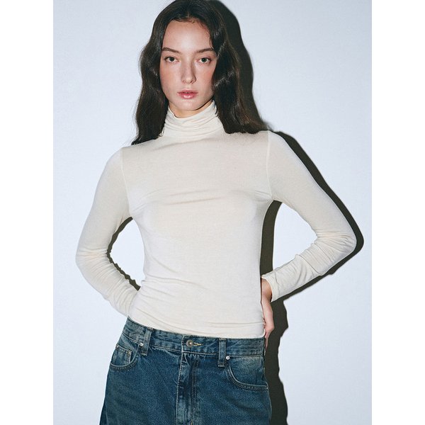 [ESSENTIAL] MINIMAL SPAN TURTLENECK_CREAM