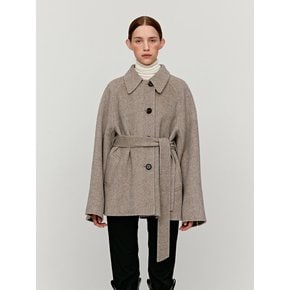 TWF ALPACA SEMI DOUBLE HALF COAT [HAND MADE]_GREY