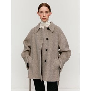 TWF ALPACA SEMI DOUBLE HALF COAT [HAND MADE]_GREY