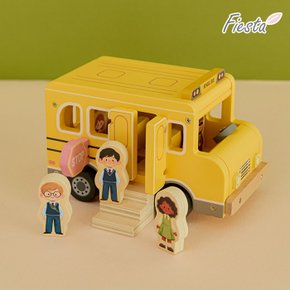 우드 스쿨버스 놀이 세트