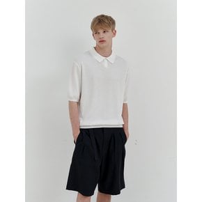 Linen collar half 1/2 knit (off white)