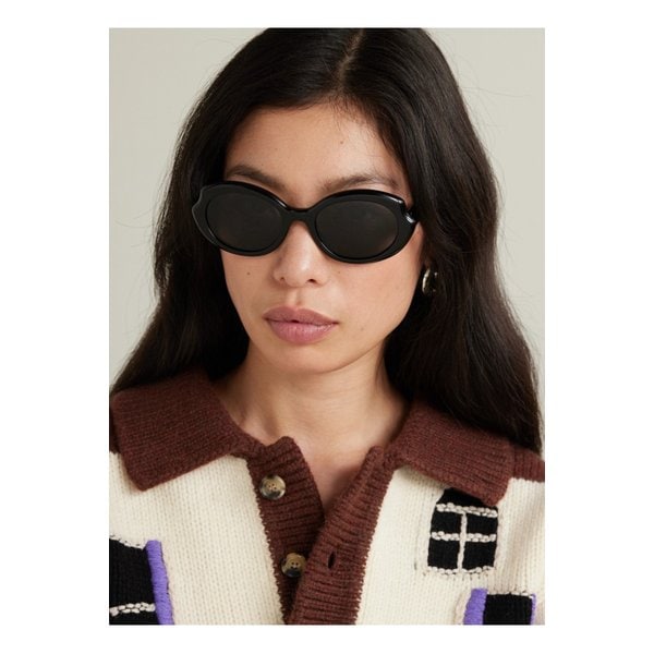 오벌 프레임 아세테이트 선글라스 블랙 1647597359431606