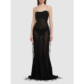 쟈크뮈스 여성 La Robe Fino 자수 메쉬 롱 드레스 블랙 79I5KX055 5997591