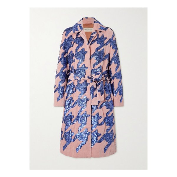 벨트 시퀸 장식 테리 코튼 혼방 코트 핑크 1647597343645218