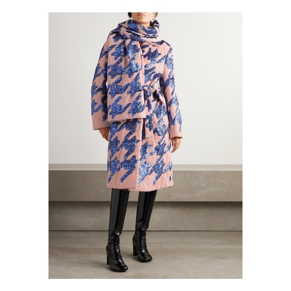 벨트 시퀸 장식 테리 코튼 혼방 코트 핑크 1647597343645218