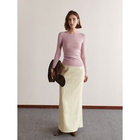 YY_High-waisted slit long skirt