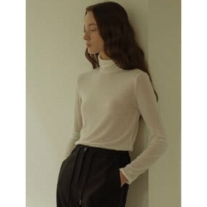 Tencel wool blended sheer turtle neck(Ivory)