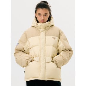 BLOCK HOODIE DOWN [BEIGE]