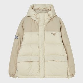 BLOCK HOODIE DOWN [BEIGE]