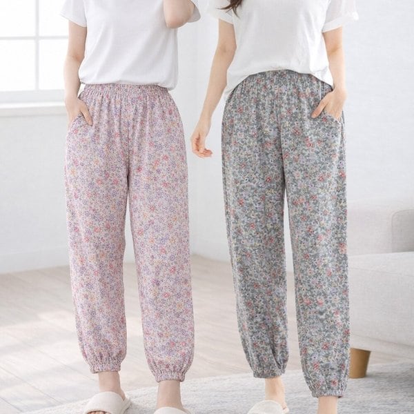 빅사이즈 인견 쿨팬츠 9부 밴딩 조거 홈웨어 잠옷바지 데일리팬츠