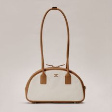 OZ Half Moon Canvas Bowling Bag Ivory_Pecan Brown