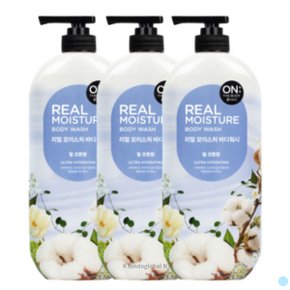 온더바디 리얼모이스쳐 바디워시 웜코튼향 900ml 3개