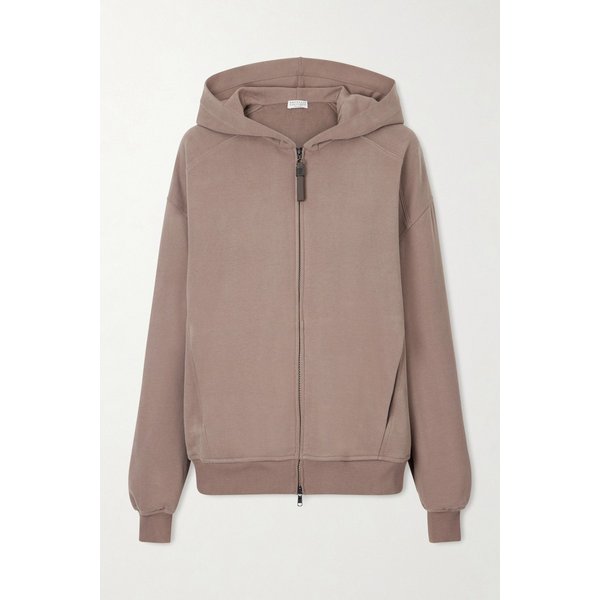 브루넬로쿠치넬리 비드 장식 코튼 저지 집업 후드 티셔츠 46376663163006439