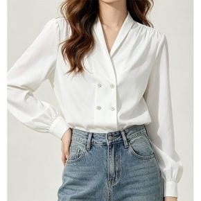 숄더링클 더블버튼 블라우스 40957D_P438363807