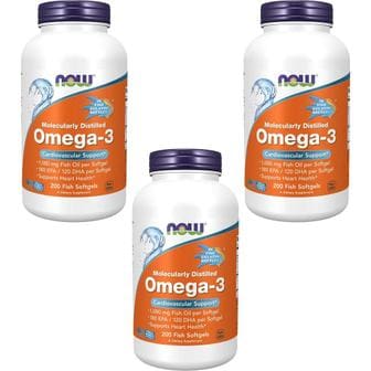  [해외직구] 나우푸드 오메가3 1000mg 200피쉬소프트젤 3팩 NOW Foods Omega-3 1000 mg - 200 Fish Softgels