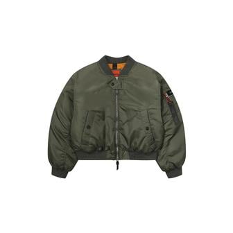 SUPERDRY [시흥점] 여성 플라이트 세미 크롭 패딩 점퍼 카키 SDFJPFO06KHK