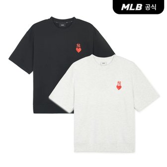 MLB [코리아공식] [MLB] 하트 오버핏 반팔 맨투맨 (2 COLOR)