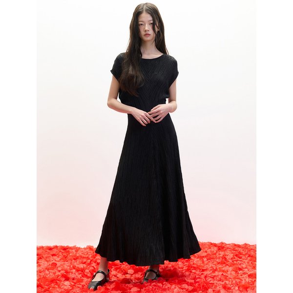[9차 리오더][아뜰리에] 뮤트 플리티드 드레스_블랙