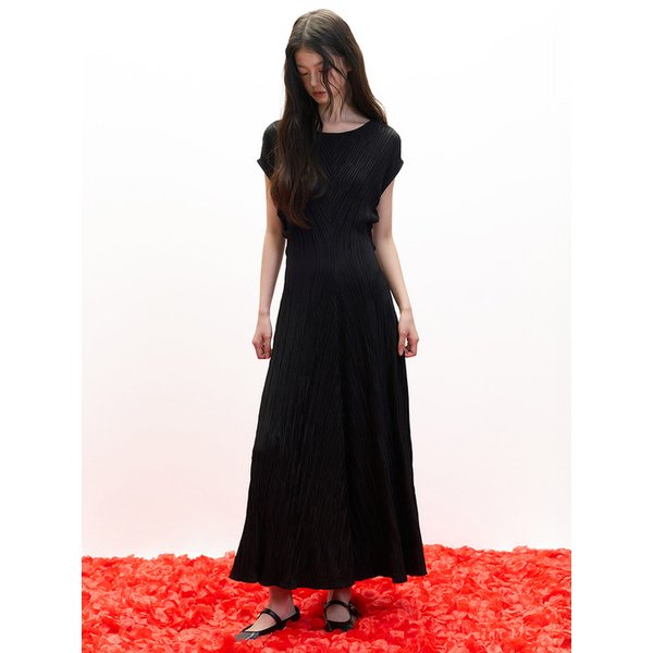 [9차 리오더][아뜰리에] 뮤트 플리티드 드레스_블랙