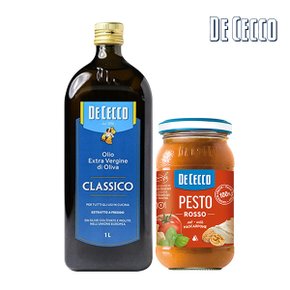 데체코 엑스트라버진 올리브오일 1L x 1병 + 레드페스토 200g x 1병 /소비기한 확인