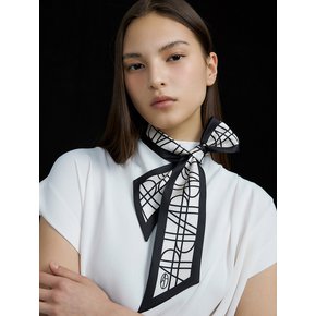 [단독] Long Twilly Silk Scarf - AP Black/Cream