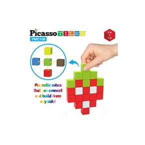 PicassoTiles 자석 퍼즐 큐브 108피스 마그네트 조립 블록 세트 감각