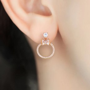 14k 리본 크리스탈 링귀걸이 [주문제작]