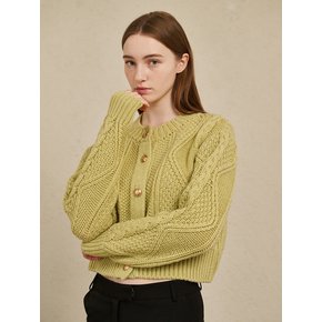 Cable Wool knit Cardigan-Melon