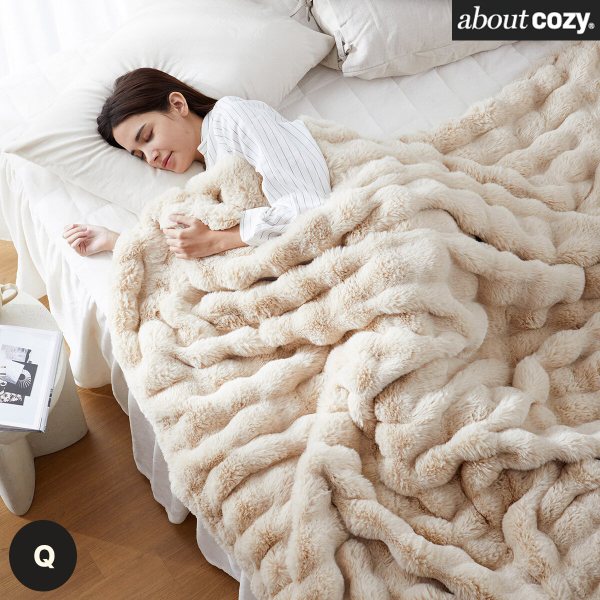 [어바웃코지/Q]라셀퍼 이불세트(Q,아이보리or베이지or그레이중선택,이불+멀티블랭킷+세탁망,30mm