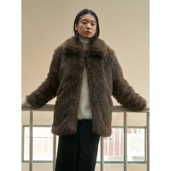 Eco Soft Fur Jacket_Deep Brown (Long)
